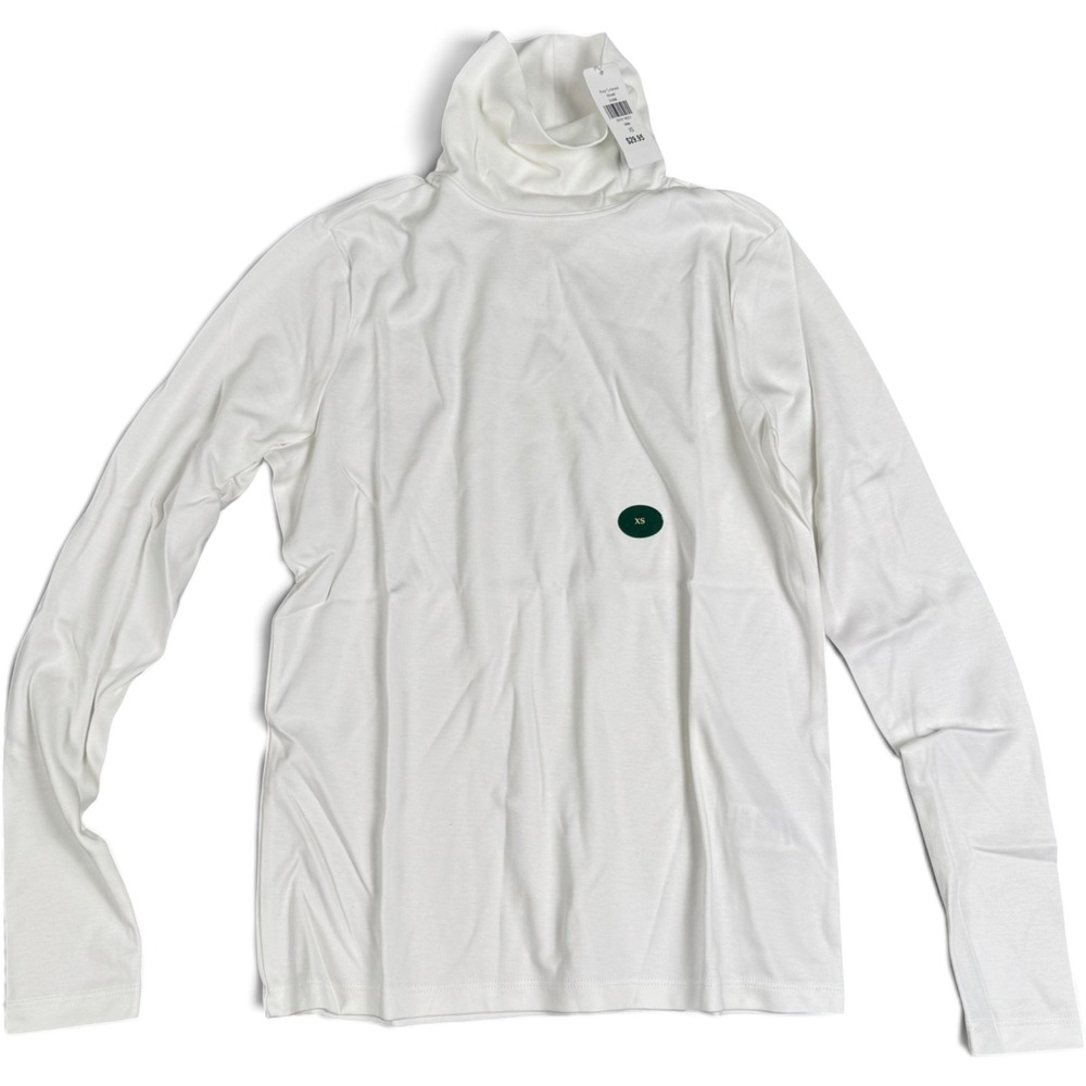 LL Bean Pima Turtleneck White Supima Cotton Long Sleeve Top XS 214949